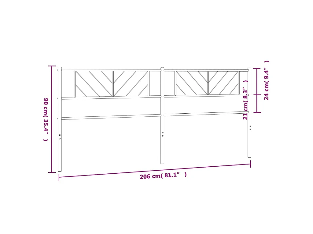 Ersatz-Kopfteil Metall Weiß 200 cm