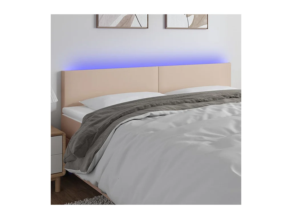 LED Kopfteil Cappuccino-Braun 180x5x78/88 cm Kunstleder