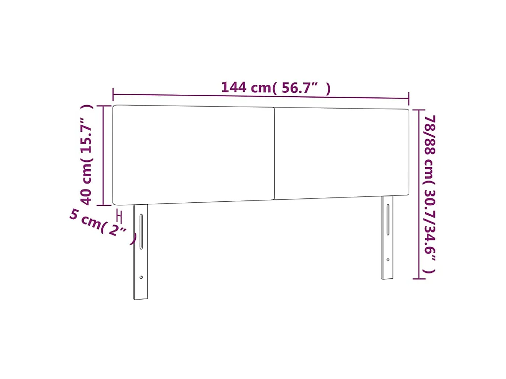 Hoofdbord LED 144x5x78/88 cm fluweel donkergroen