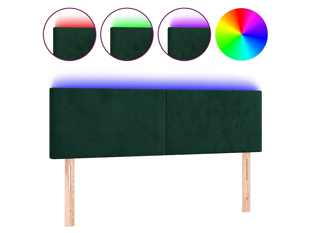 LED Kopfteil Dunkelgrün 144x5x78/88 cm Samt