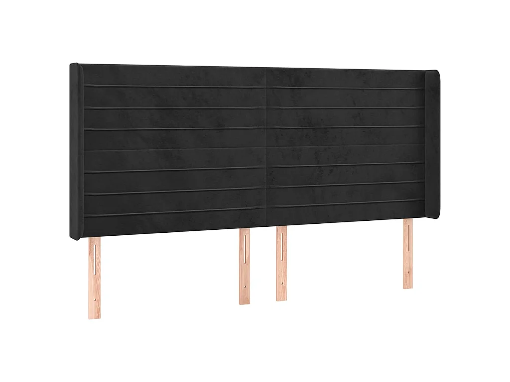Tête de lit avec oreilles Noir 163x16x118/128 cm Velours