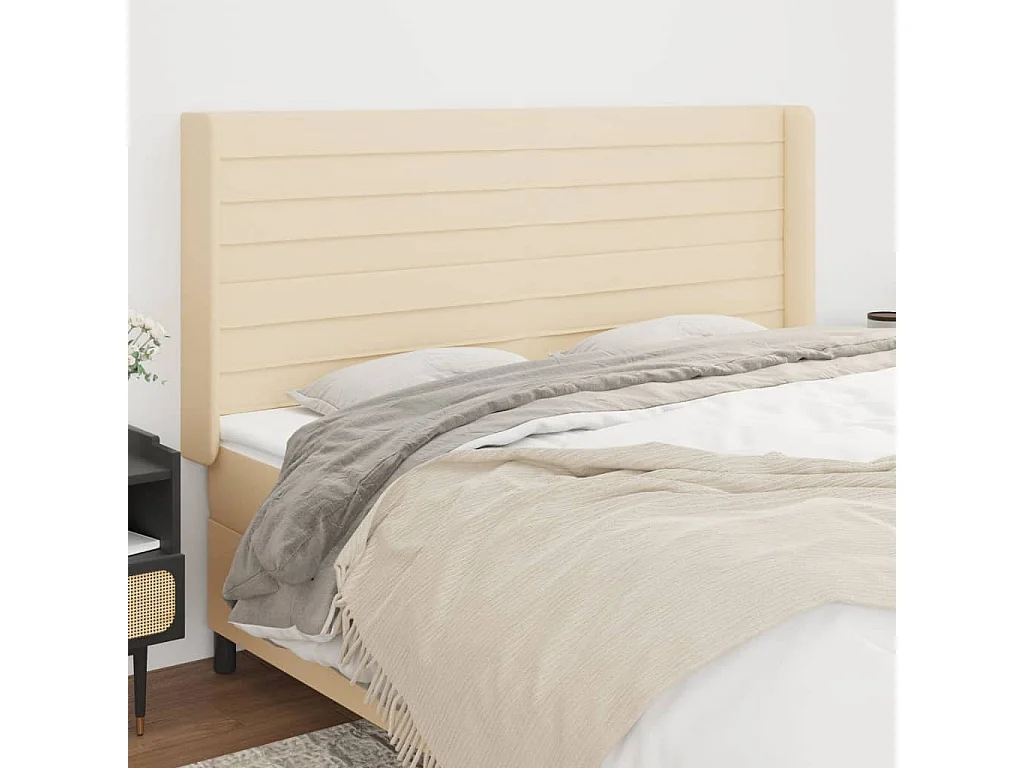 Kopfteil mit Ohren Creme 163x16x118/128 cm Stoff