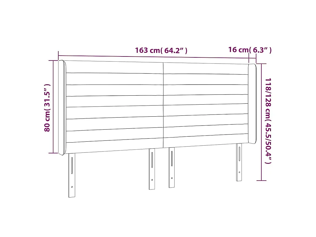 Tête de lit avec oreilles Crème 163x16x118/128 cm Tissu