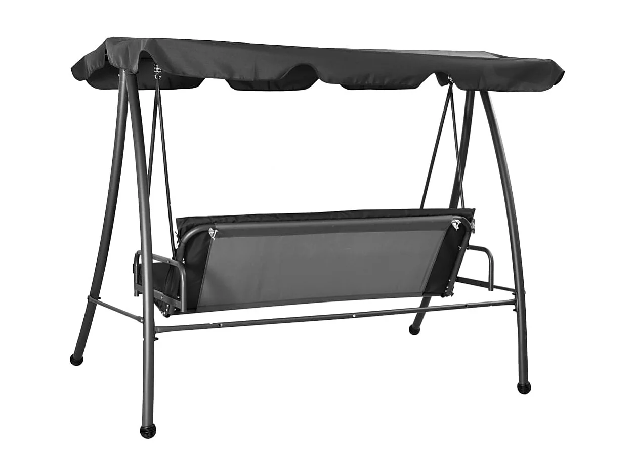 Banco balancín de jardín y dosel antracita acero 192x118x175 cm