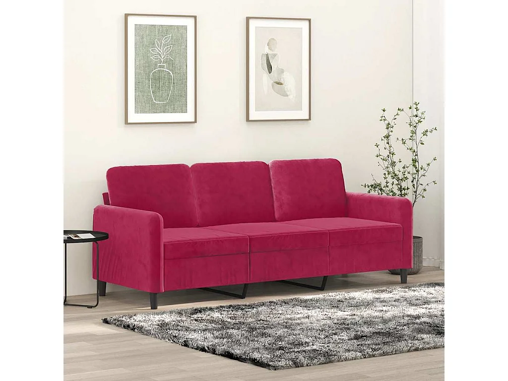 Canapé à 3 places Rouge bordeaux 180 cm Velours