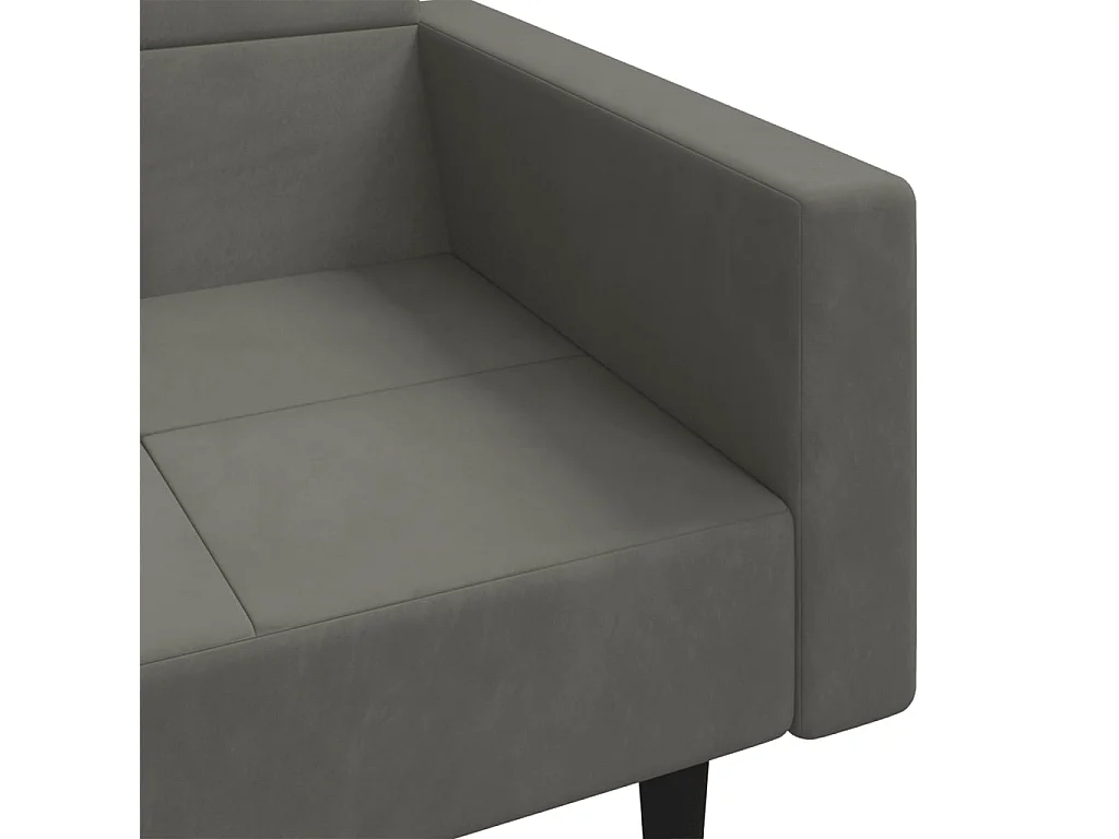 Sofá cama de 2 plazas con dos almohadas terciopelo gris oscuro