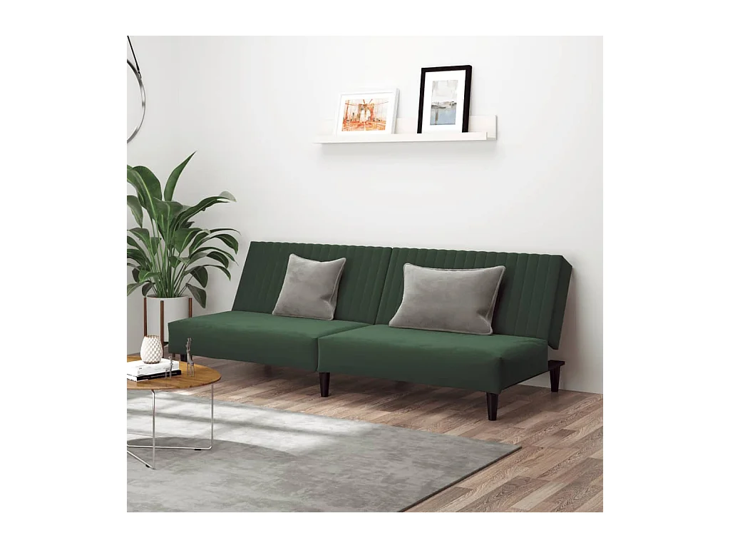 Schlafsofa 2-Sitzer Dunkelgrün Samt
