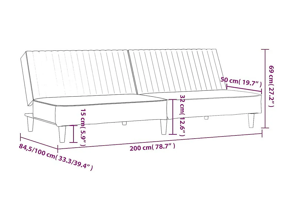 Schlafsofa 2-Sitzer Dunkelgrün Samt