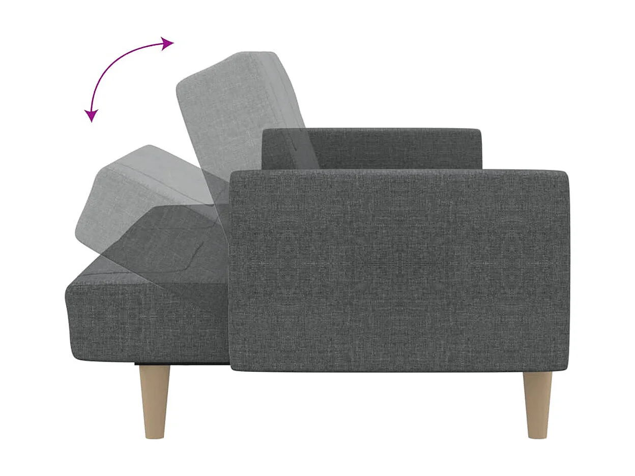 Sofá-cama de 2 lugares tecido cinzento-claro