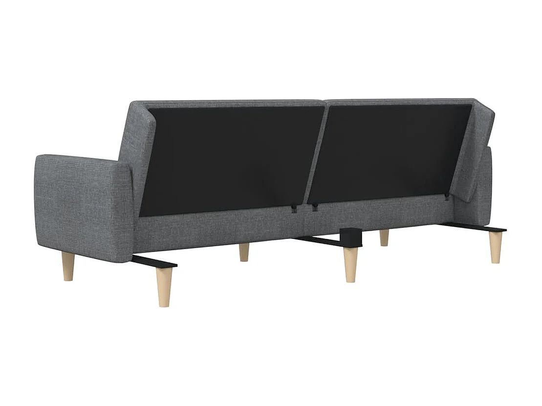 Sofá-cama de 2 lugares tecido cinzento-claro