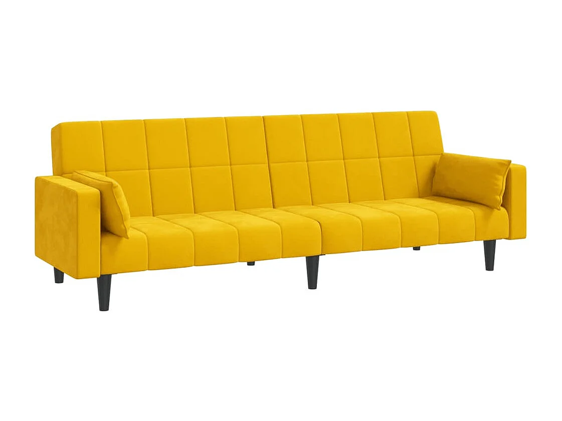 Canapé-lit à 2 places avec deux oreillers Jaune Velours