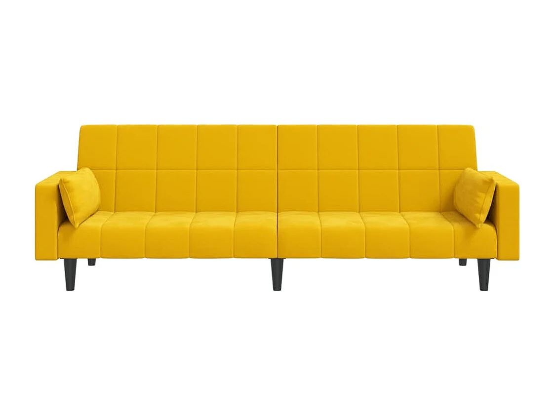 Canapé-lit à 2 places avec deux oreillers Jaune Velours
