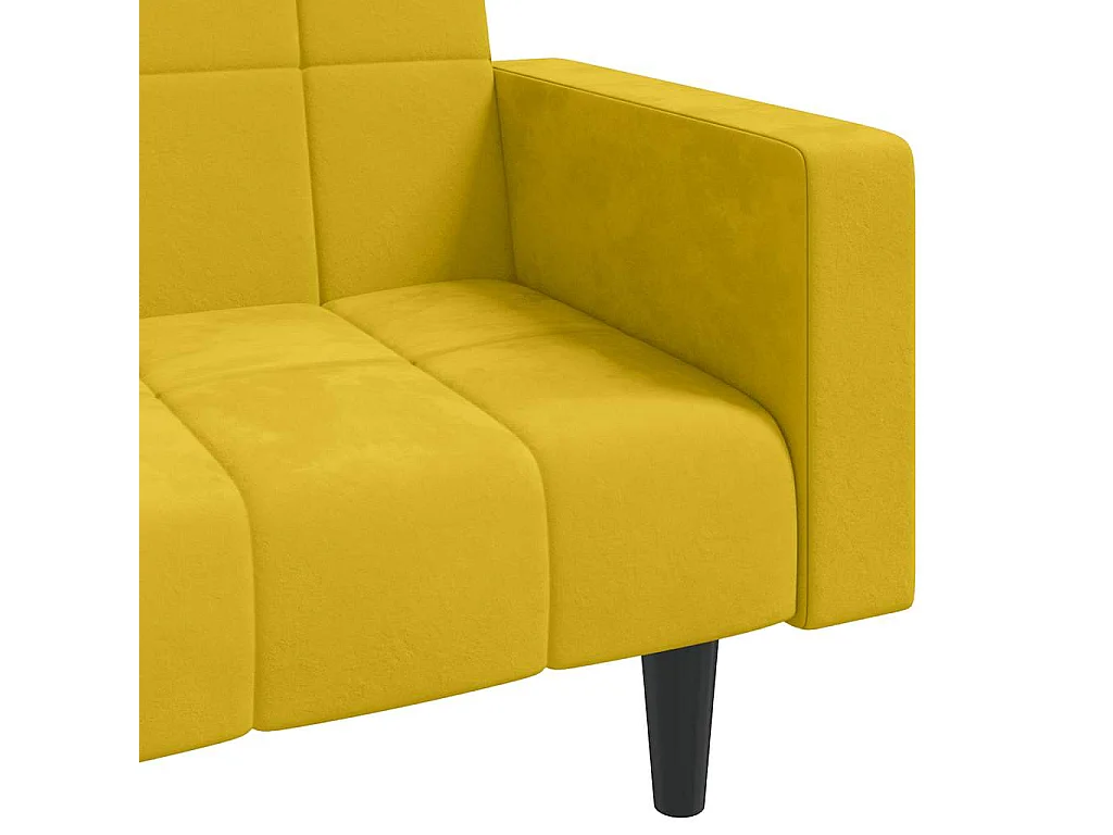 Canapé-lit à 2 places avec deux oreillers Jaune Velours