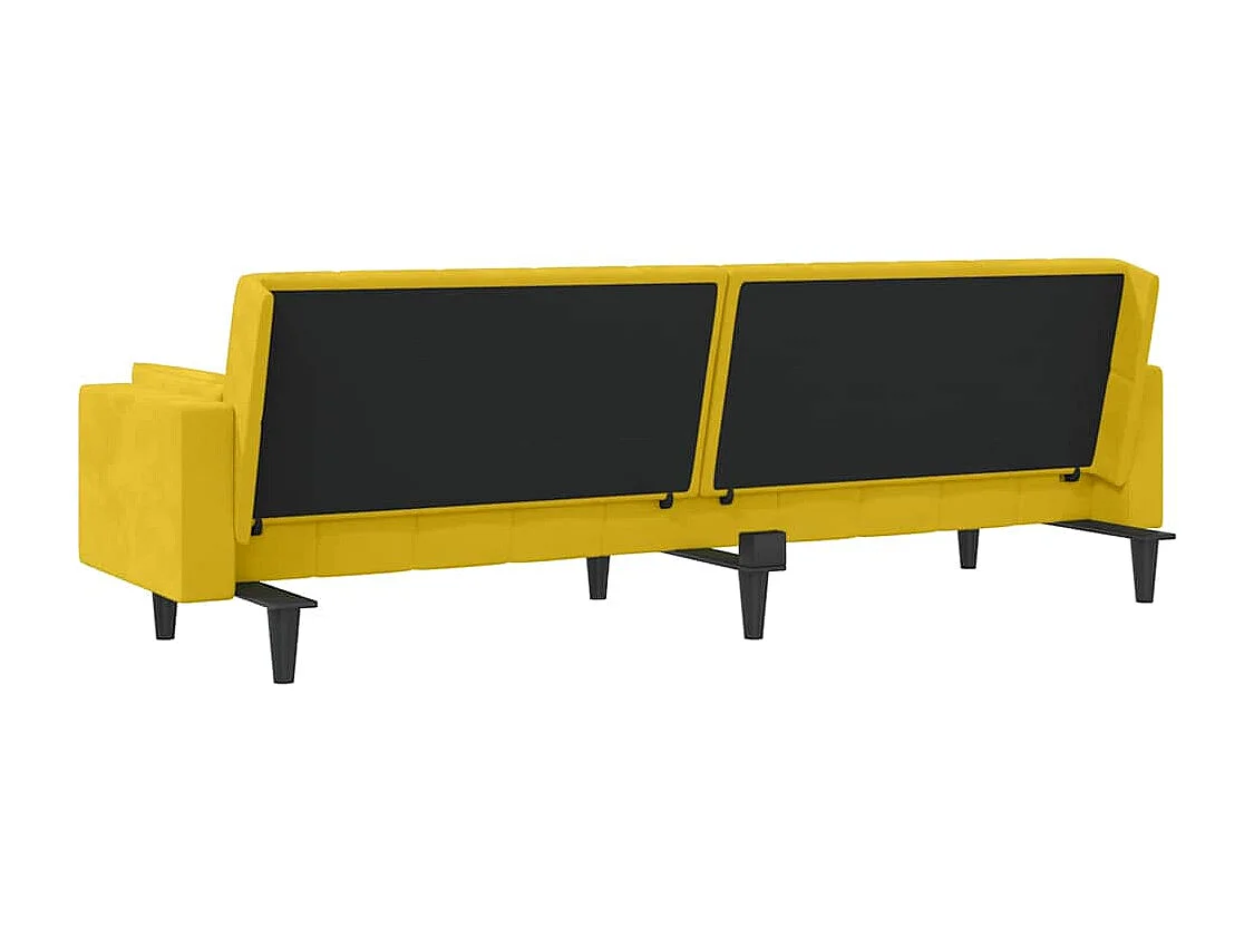 Divano Letto a 2 Posti con 2 Cuscini Giallo in Velluto