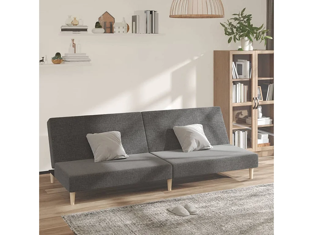 Schlafsofa 2-Sitzer Hellgrau Stoff