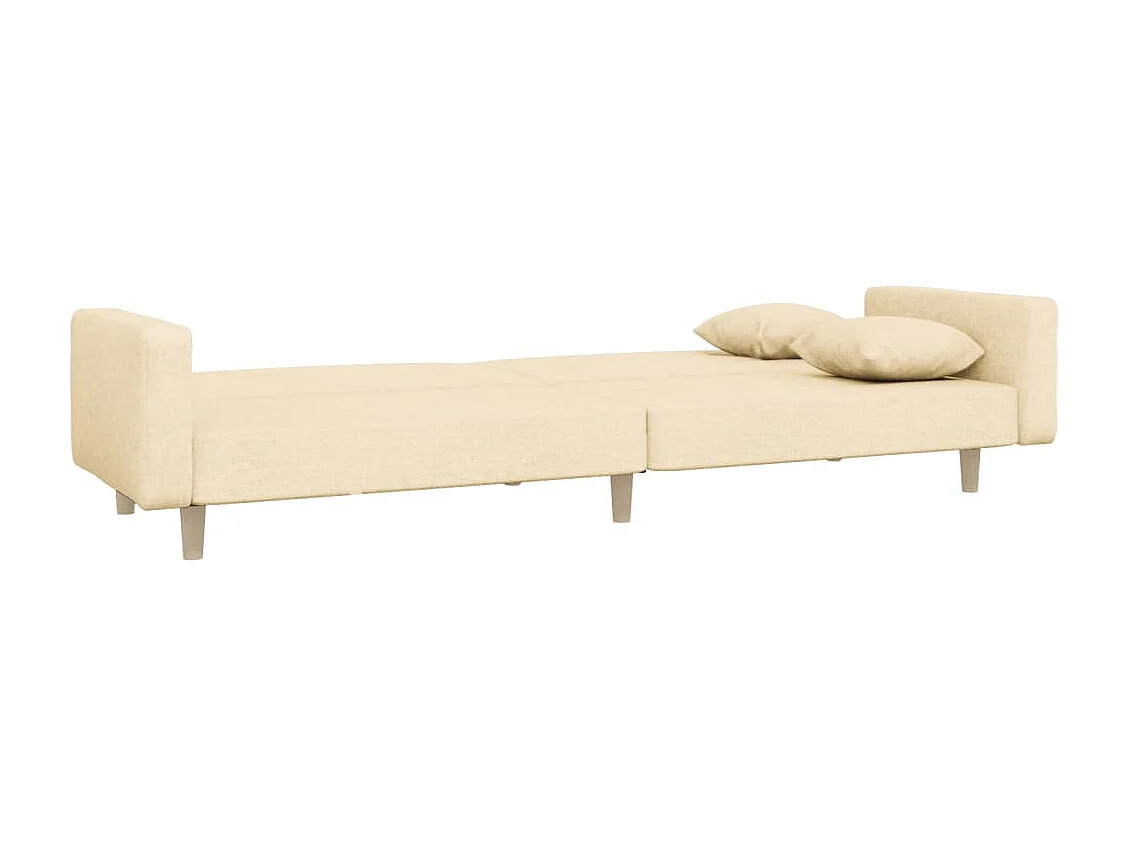 Schlafsofa 2-Sitzer mit 2 Kissen Creme Stoff