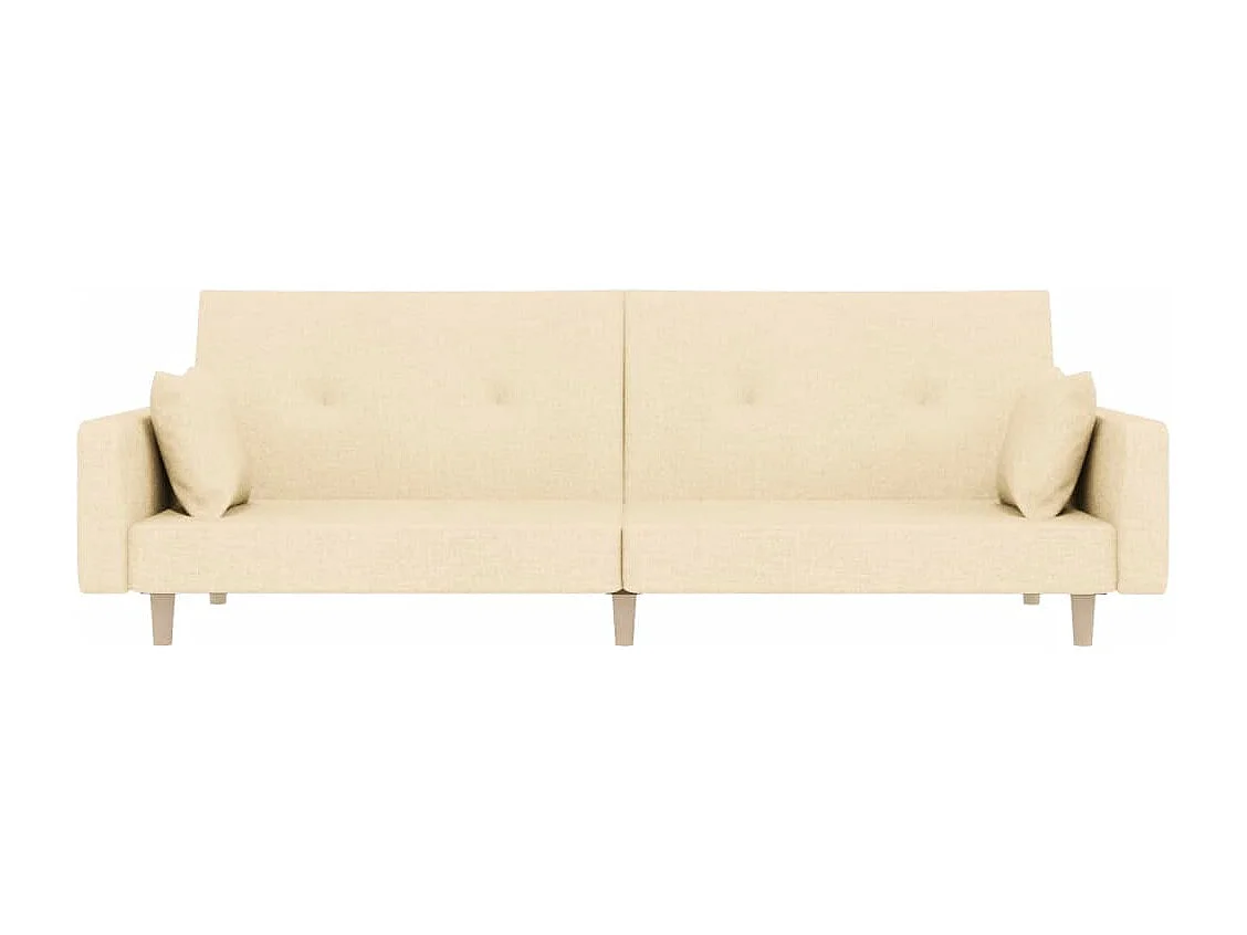 Sofá-cama 2 lugares com duas almofadas tecido cor creme