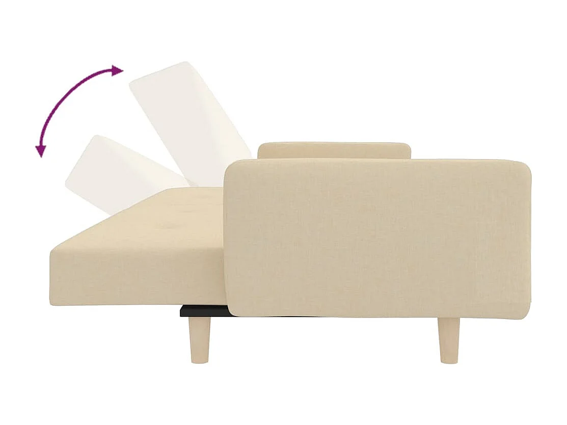 Sofá-cama 2 lugares com duas almofadas tecido cor creme