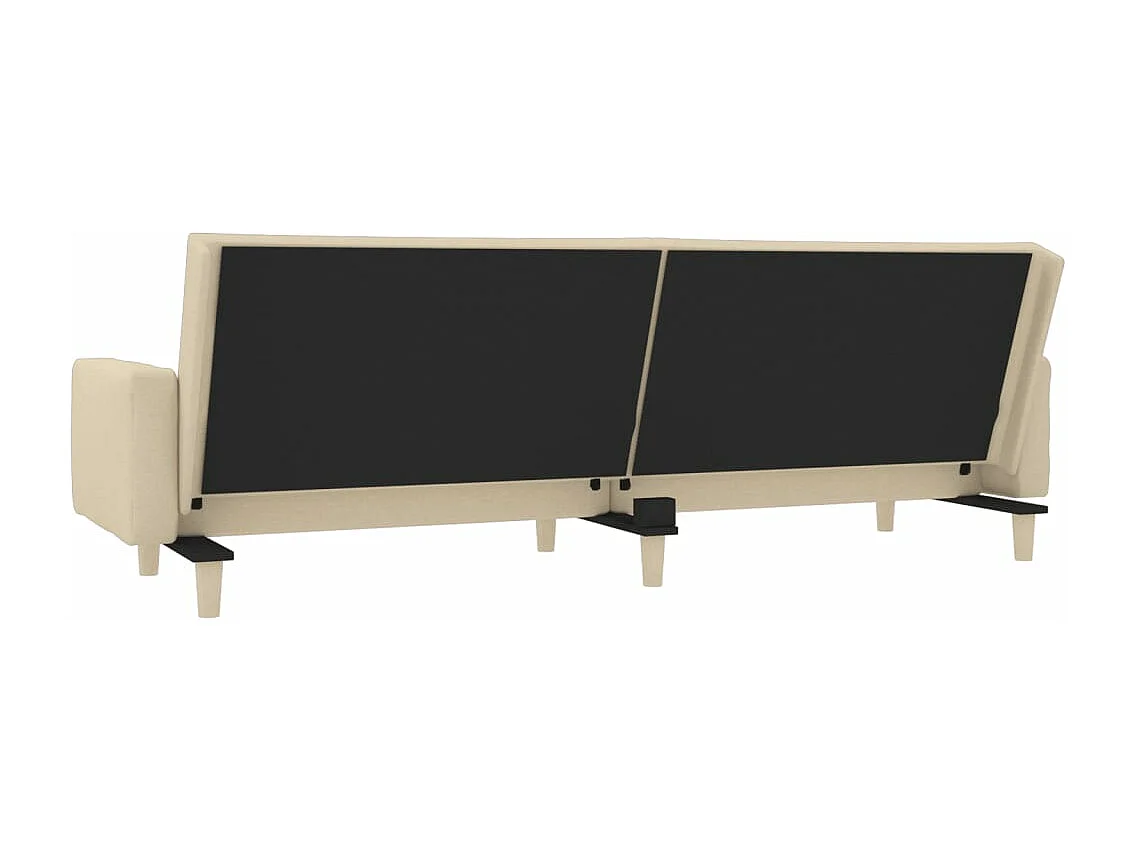 Sofá-cama 2 lugares com duas almofadas tecido cor creme