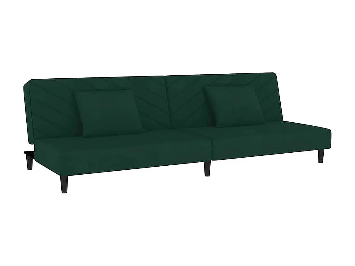 Schlafsofa 2-Sitzer mit 2 Kissen Dunkelgrün Samt
