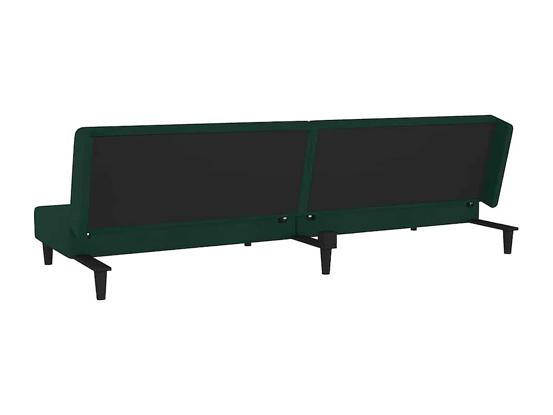 Schlafsofa 2-Sitzer mit 2 Kissen Dunkelgrün Samt