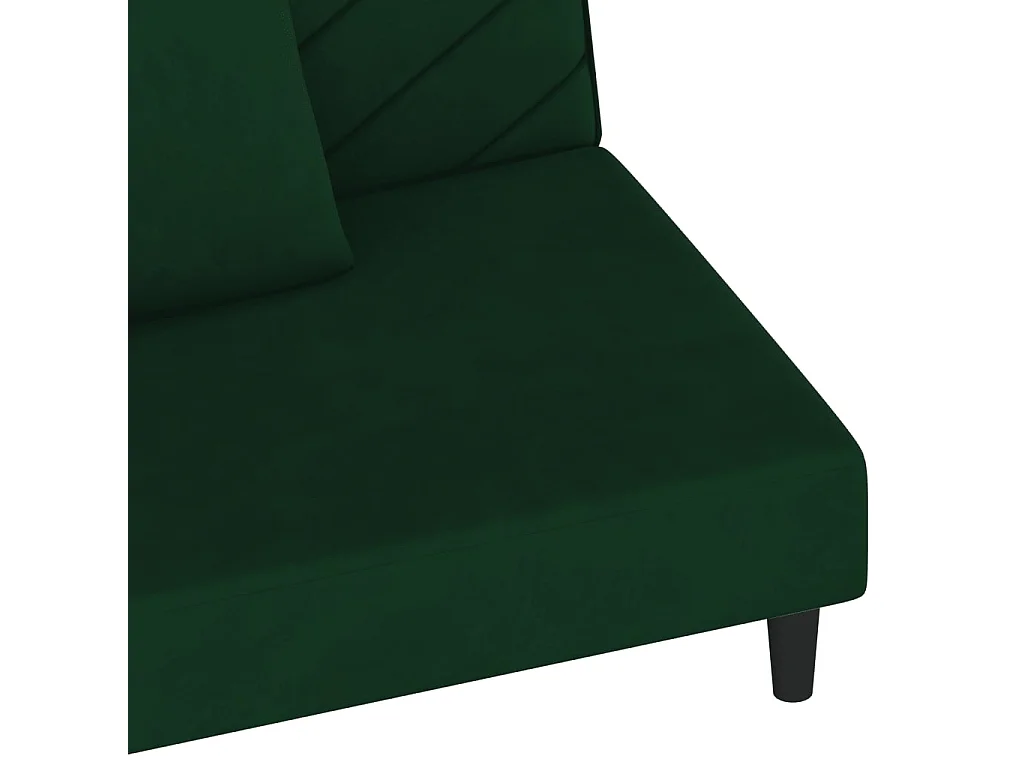 Schlafsofa 2-Sitzer mit 2 Kissen Dunkelgrün Samt