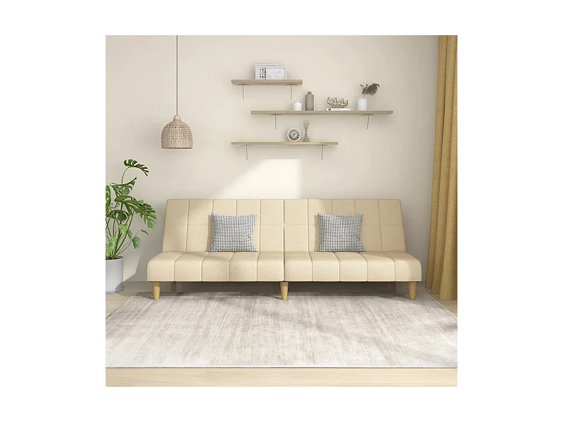 Schlafsofa 2-Sitzer Creme Stoff