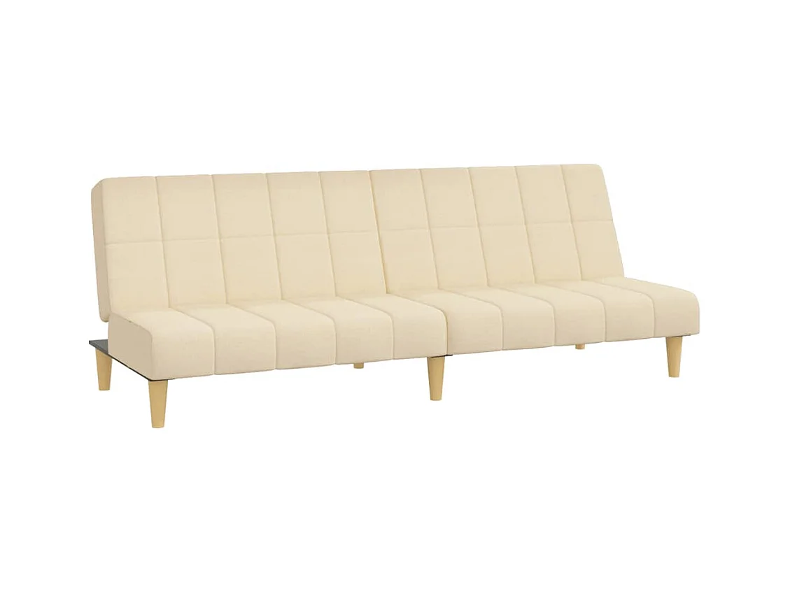 Sofá-cama de 2 lugares tecido cor creme