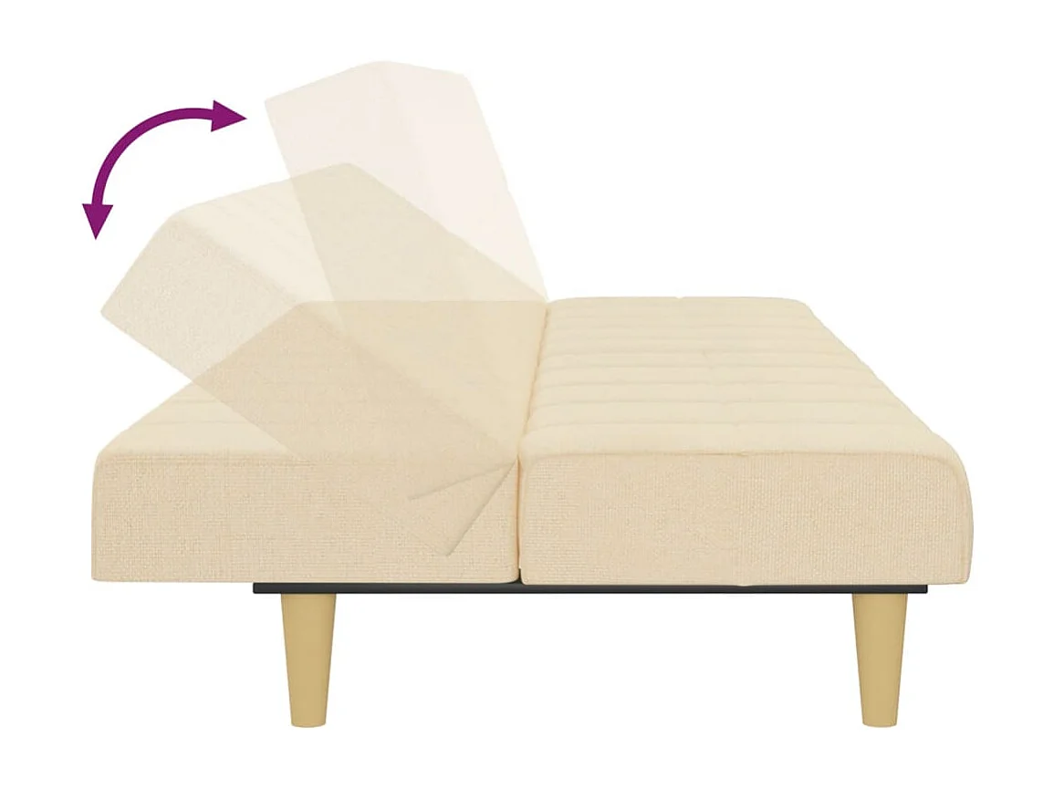 Sofá-cama de 2 lugares tecido cor creme