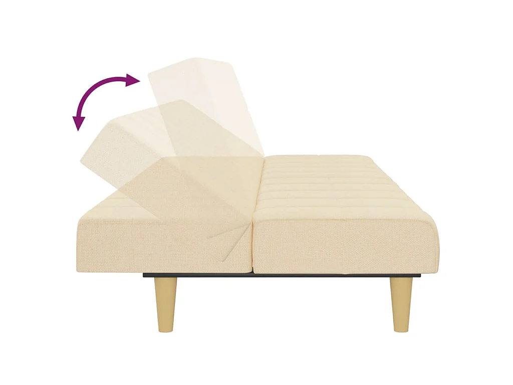 Canapé convertible clic-clac 2 places en tissu crème