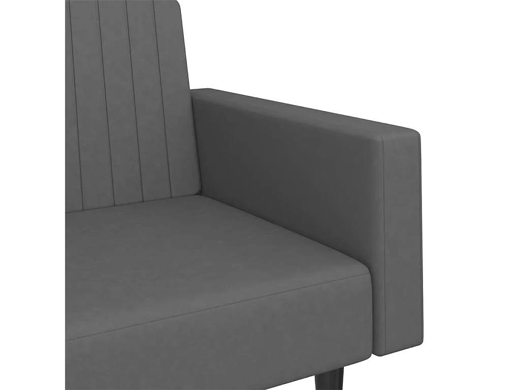 Schlafsofa 2-Sitzer Dunkelgrau Samt