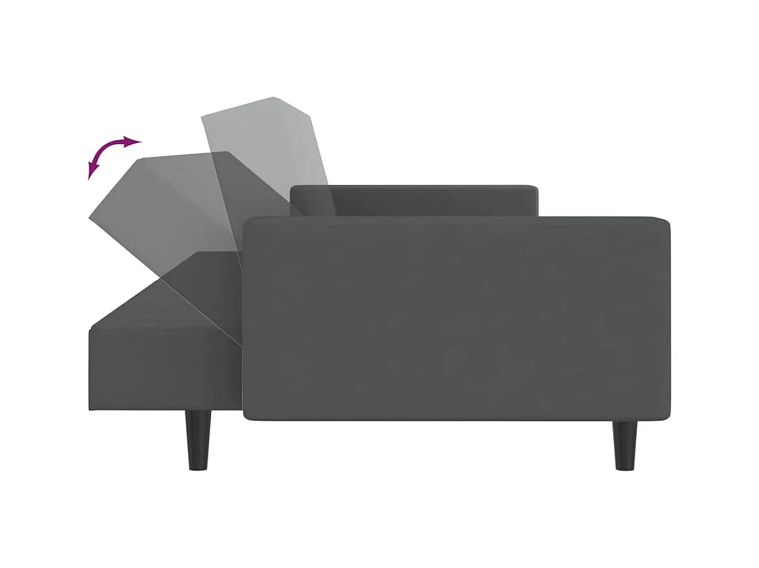 Slaapbank 2-zits fluweel donkergrijs