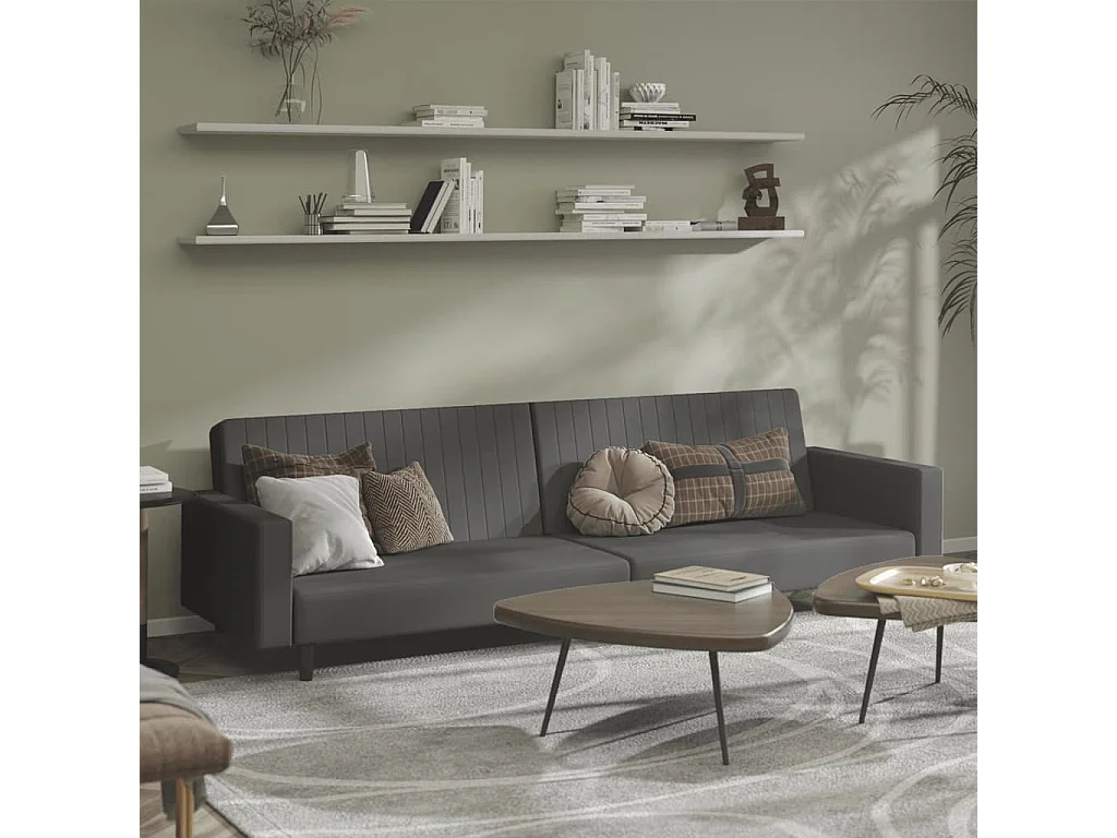 Schlafsofa 2-Sitzer Dunkelgrau Samt