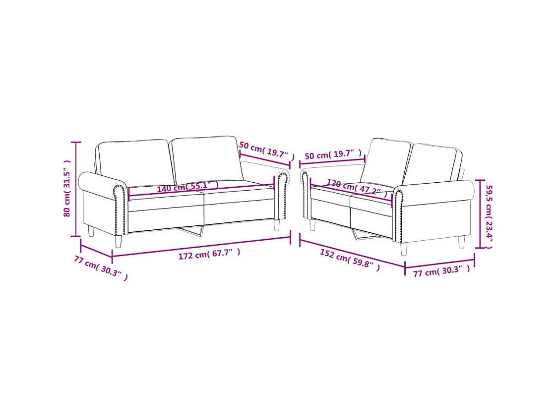 Ensemble de canapés 2 pcs et coussins Rouge bordeaux Similicuir