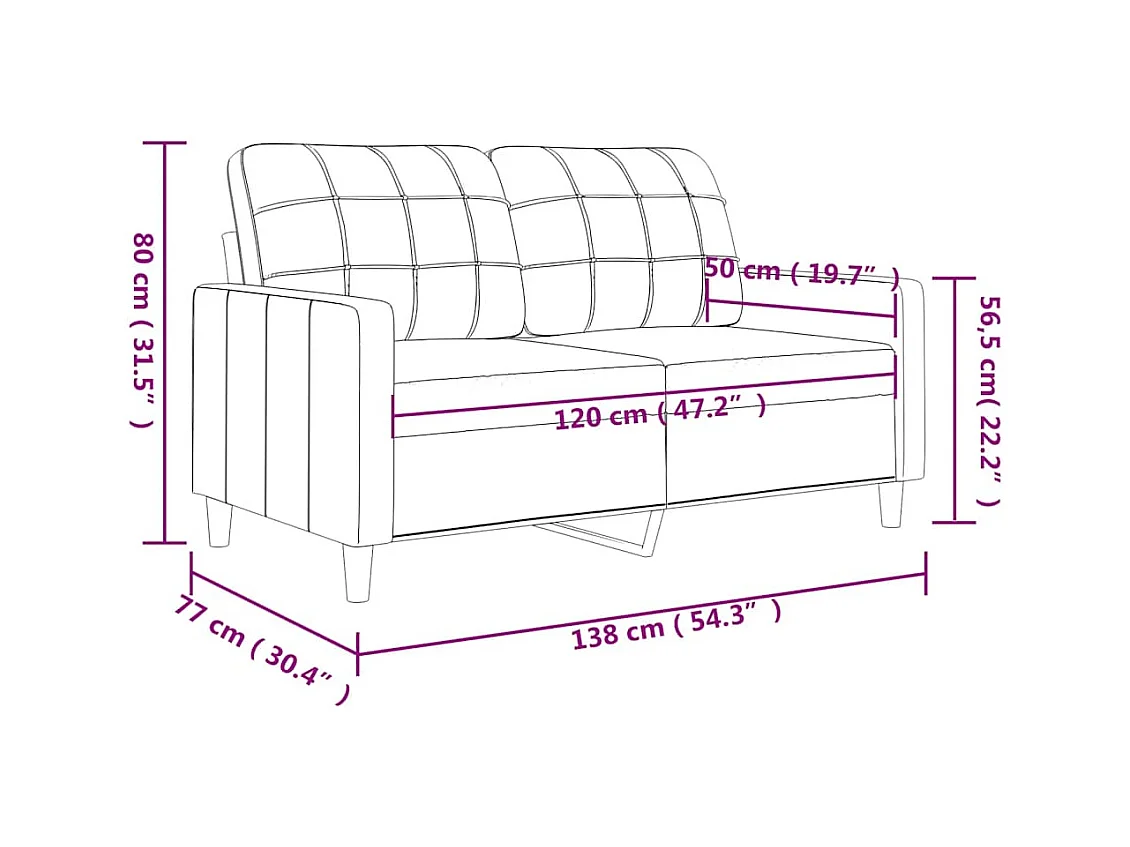 Tweezitsbank 120 cm kunstleer wijnrood