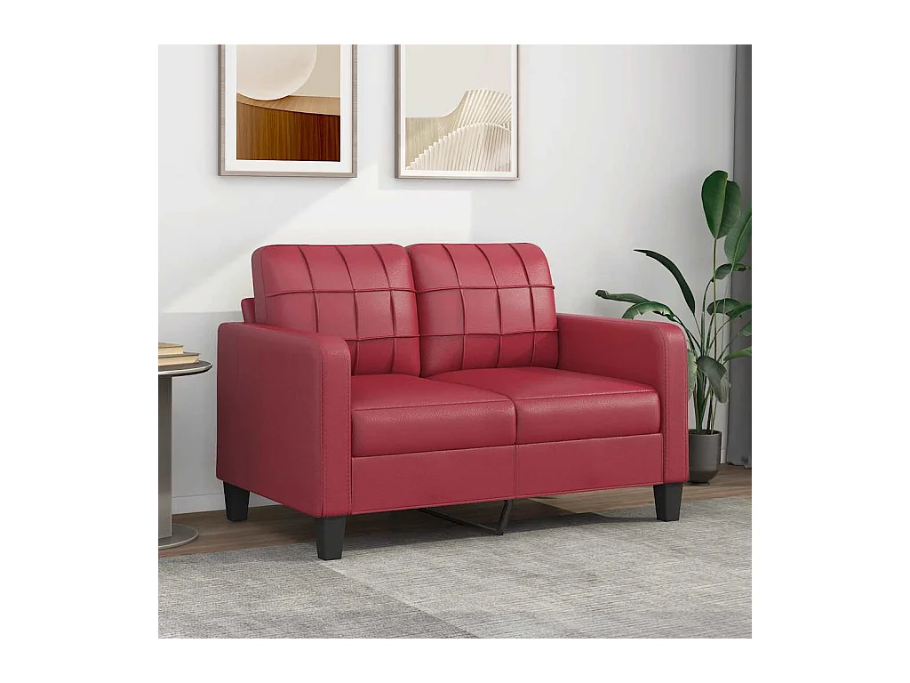 Canapé à 2 places Rouge bordeaux 120 cm Similicuir