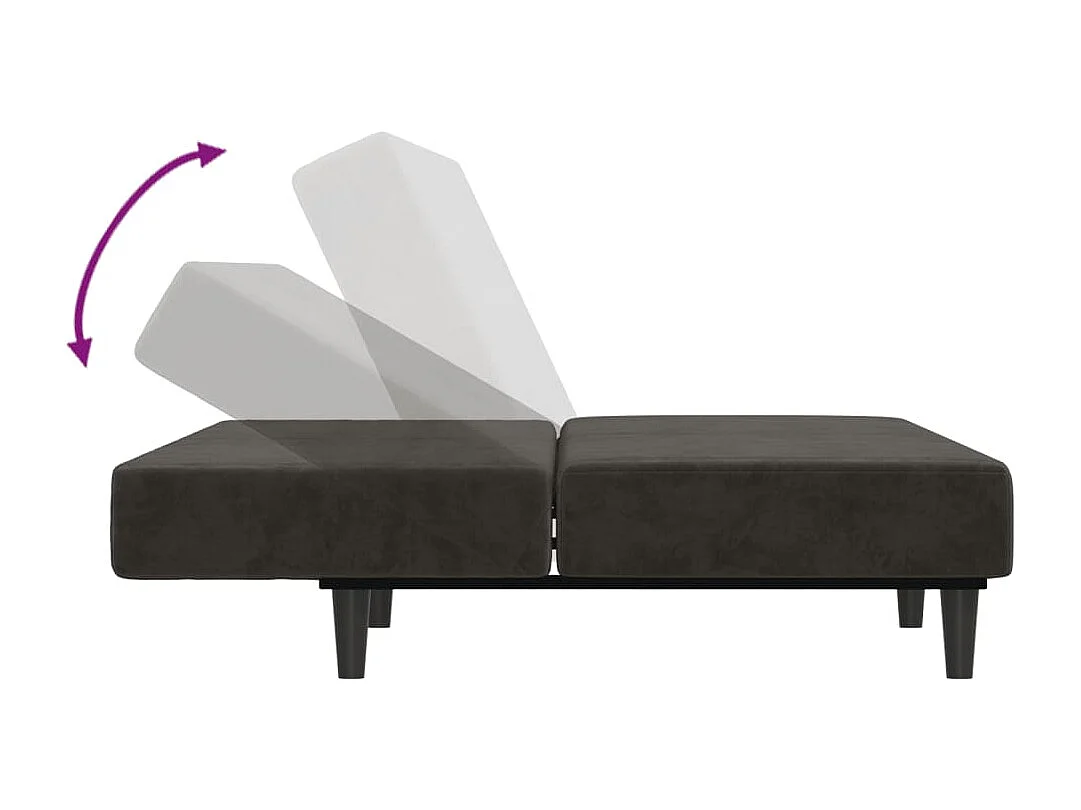 Schlafsofa 2-Sitzer Dunkelgrau Samt