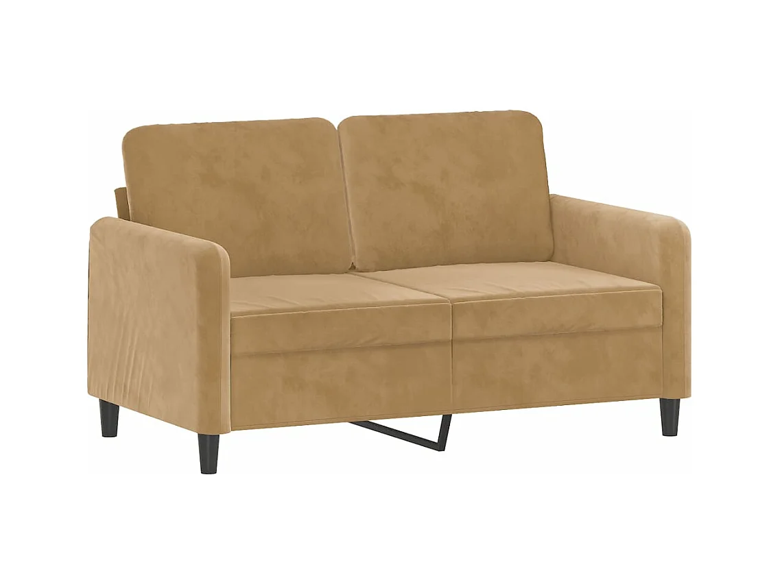 Canapé 2 places avec oreillers décoratifs brun 120 cm velours