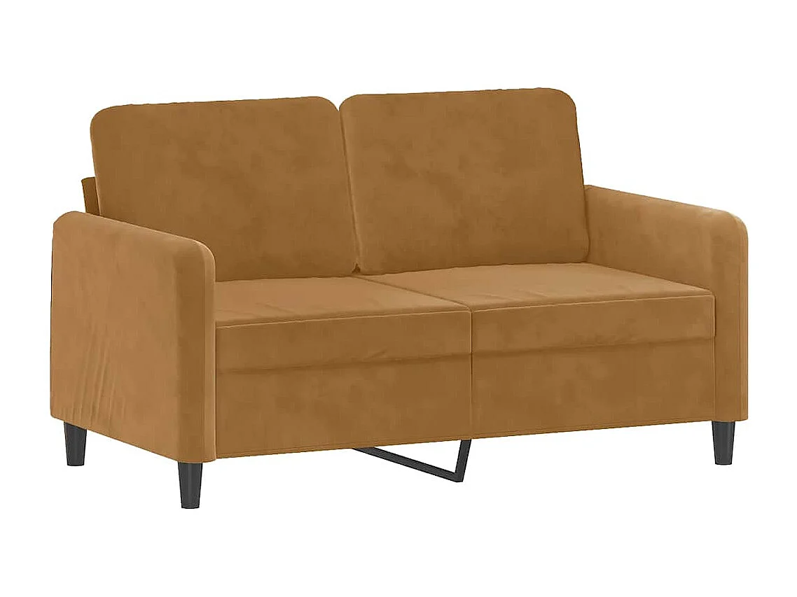 Canapé 2 places avec oreillers décoratifs brun 120 cm velours
