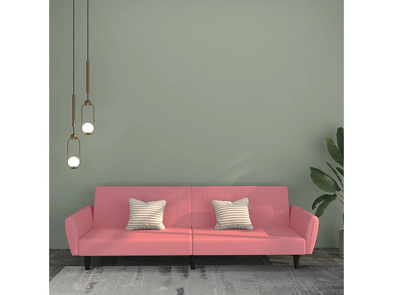 Slaapbank 2-zits fluweel roze