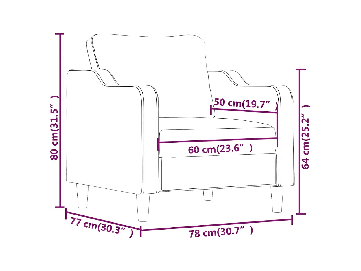 Fauteuil Rouge bordeaux 60 cm Tissu