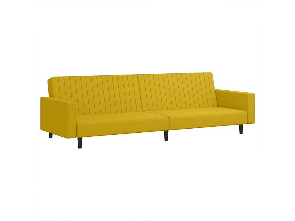 Divano Letto a 2 Posti Giallo in Velluto