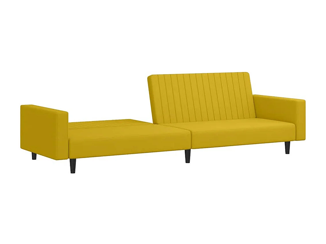 Divano Letto a 2 Posti Giallo in Velluto