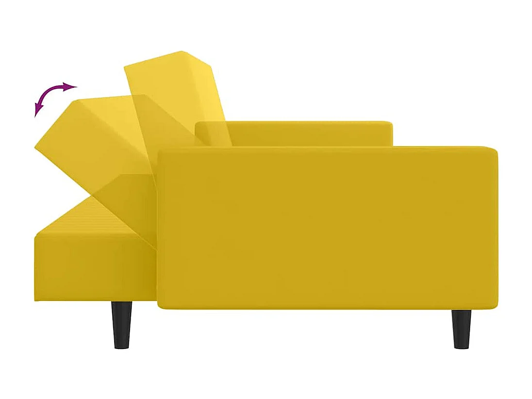 Divano Letto a 2 Posti Giallo in Velluto