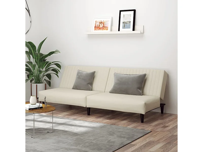 Schlafsofa 2-Sitzer Creme Samt
