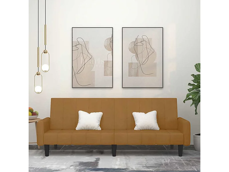 Schlafsofa 2-Sitzer Braun Samt