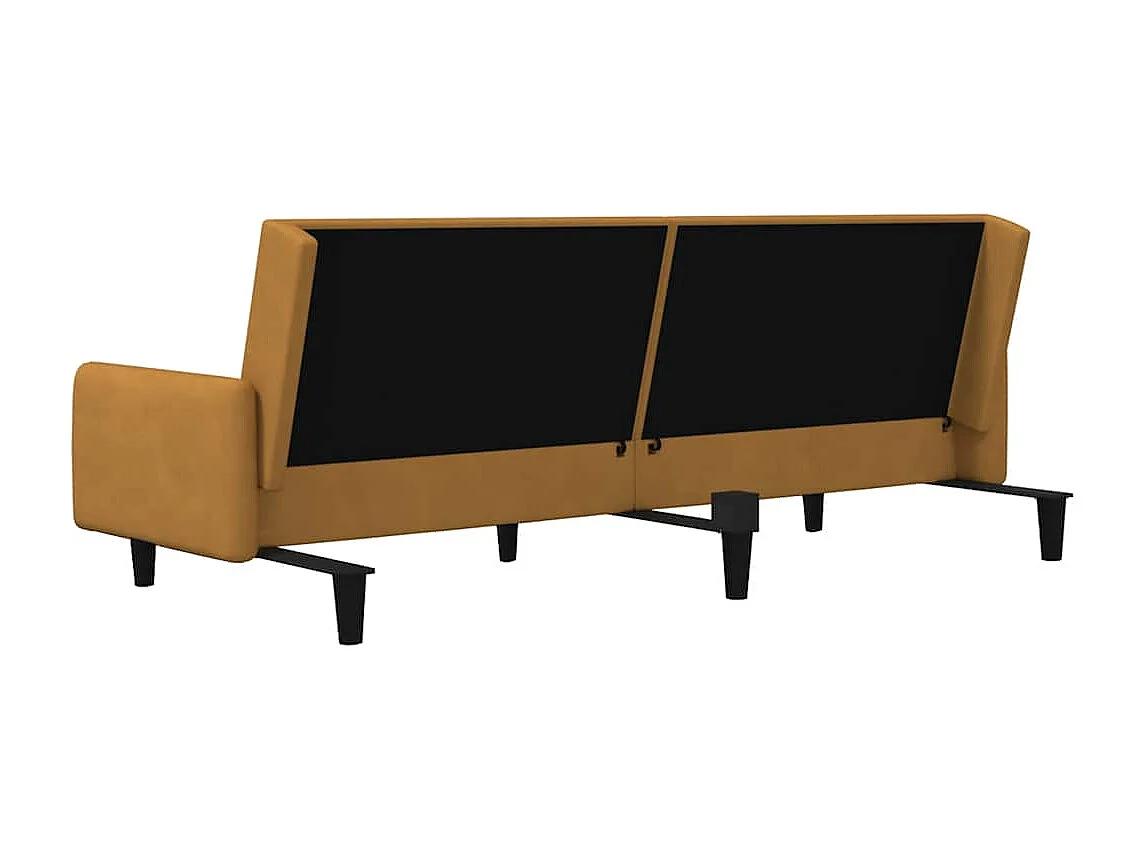 Schlafsofa 2-Sitzer Braun Samt