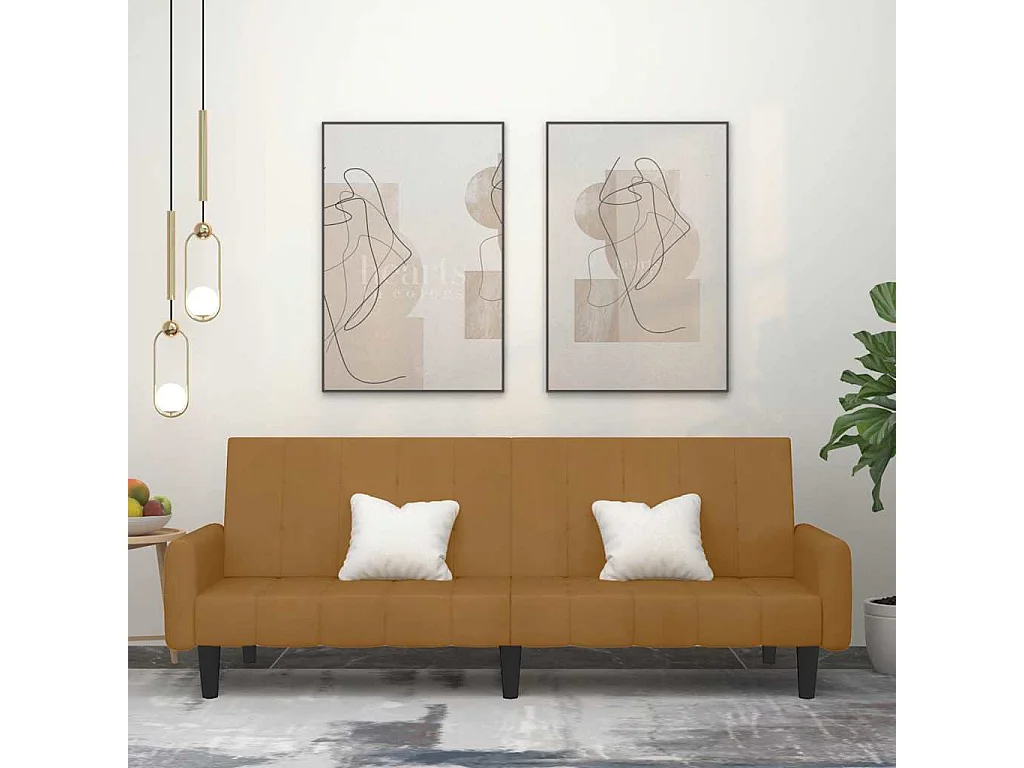 Canapé-lit à 2 places marron velours