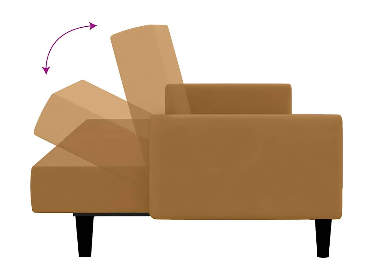 Slaapbank 2-zits fluweel bruin