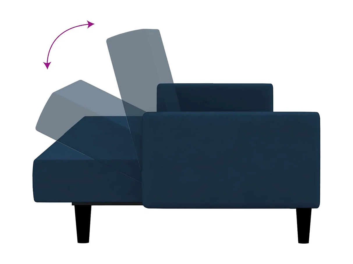 Schlafsofa 2-Sitzer Blau Samt